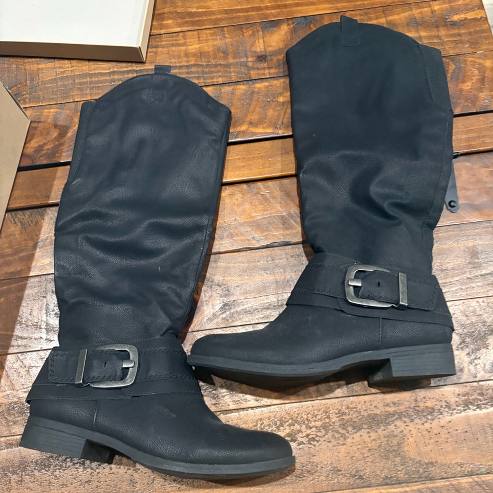 Ruff Hewn Black Mid-Calf Buckle Boots